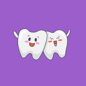teeth smiling with purple background