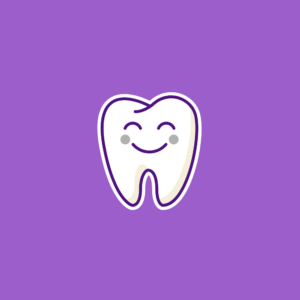 Tooth smiling with purple background